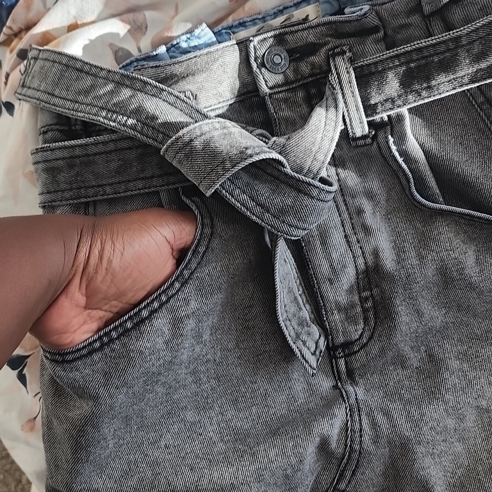 Free People East Of Eden Paperbag Waist denim Mini skirt Western Boho Festival - Picture 7 of 7